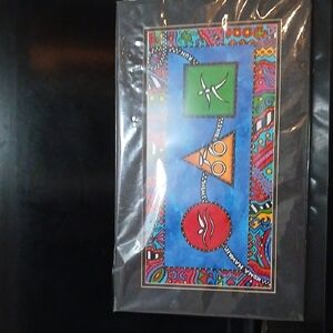 Signed Colorful Cindy Coats Kona Hawaii Triathlon Matted Art Print